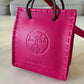 HERMES Pink Rose Mexico Leather Shopping Sac Bag Charm