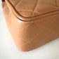CHANEL Vintage Dark Beige Quilted Jumbo Classic Single Flap Oversized CC Bag 24KT Gold Plated Hardware Series 3
