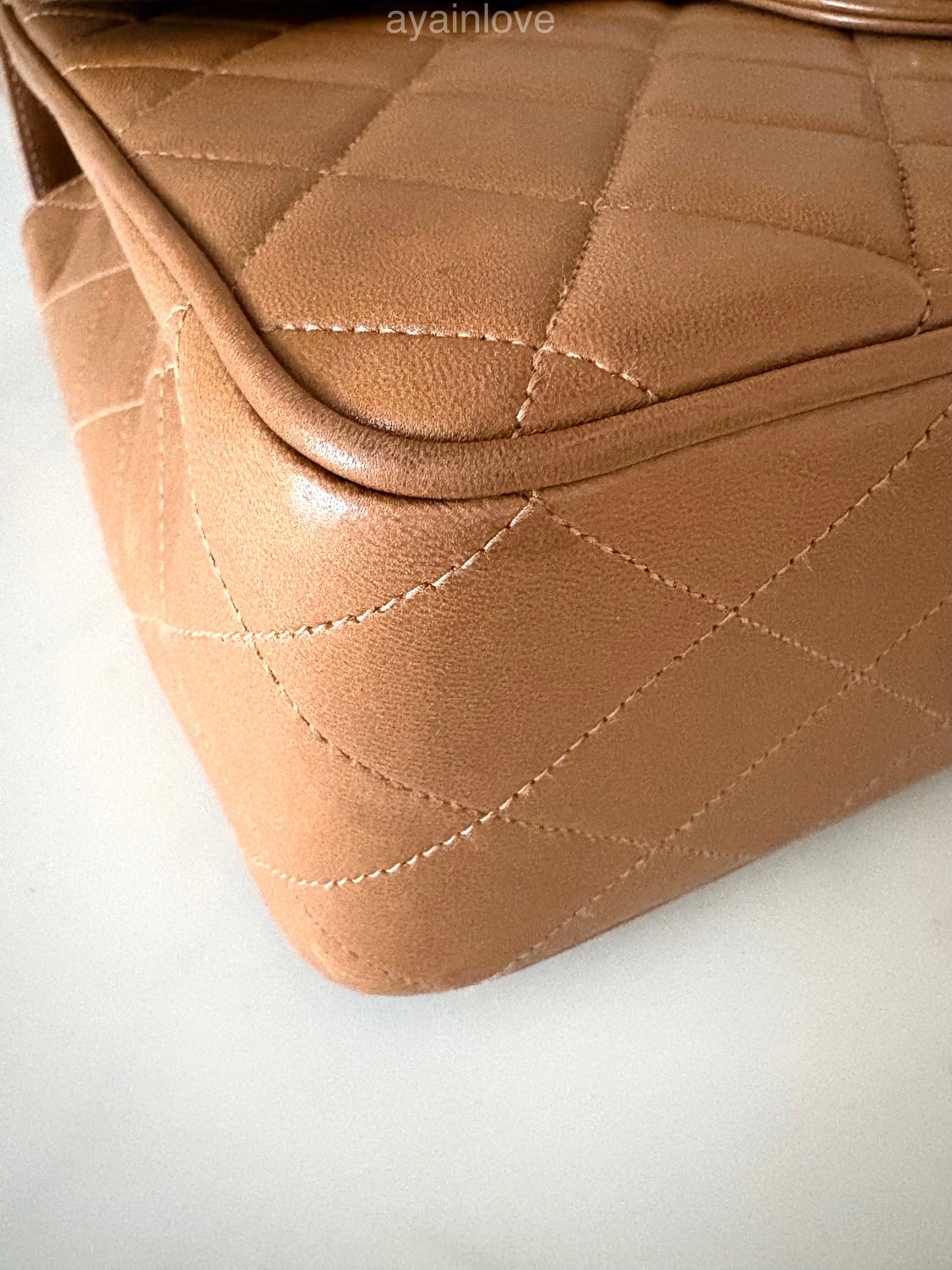 CHANEL Vintage Dark Beige Quilted Jumbo Classic Single Flap Oversized CC Bag 24KT Gold Plated Hardware Series 3