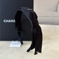 CHANEL 21B Black Silk Ribbon CC Headband Bandeau