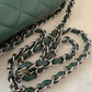 CHANEL Dark Green Lambskin Medium/Large Classic Flap Silver Hardware