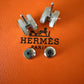 HERMES H Pop Mini Grey Maroon Glace Stud Earrings Palladium Hardware