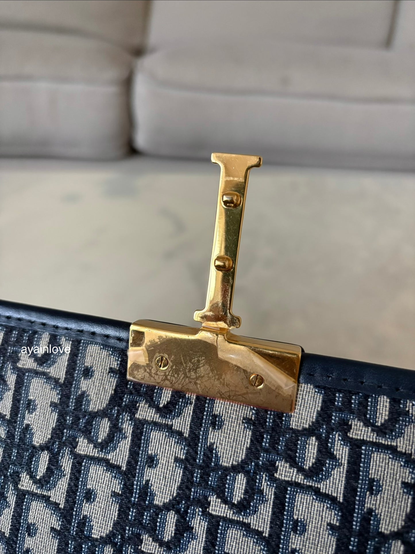 DIOR Montaigne 30 Blue Oblique Jacquard Medium Flap Bag Gold Hardware