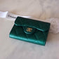 CHANEL 18S Iridescent Emerald Green Caviar XL Snap Card Holder Light Gold Hardware
