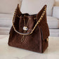 CHANEL 26C Dark Brown Suede Calfskin Medium 25 Bag Gold Hardware