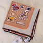 HERMES Double Face Silk 90 Caracteristick Multicolour Beige Dore/Orange Scarf Shawl