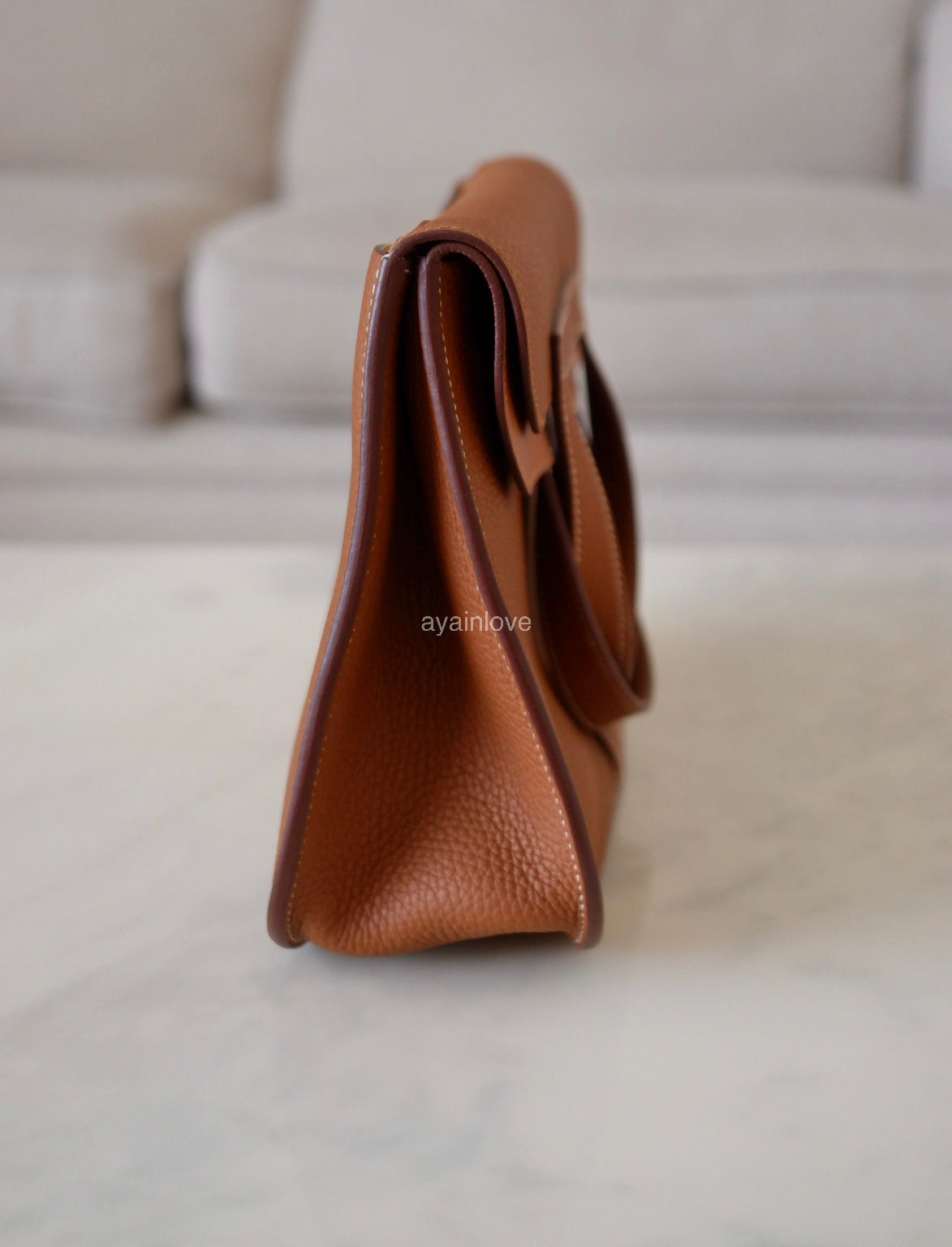 HERMES Halzan 31 Gold Clemence Gold Hardware D Stamp