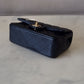 CHANEL 18B Black Caviar Quilted Rectangular Mini Flap Bag Light Gold Hardware