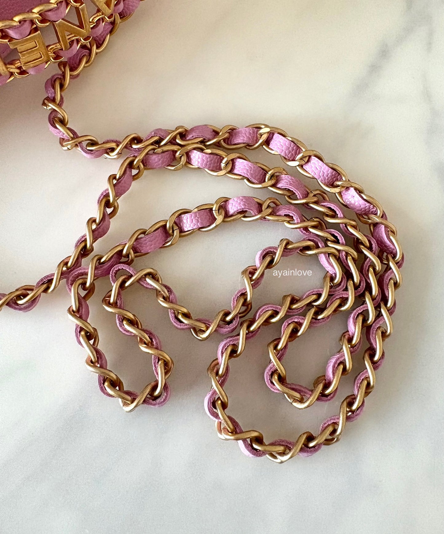 CHANEL 22S Pick Me Up Pink Caviar Top Handle Vanity Brushed Gold Hardware