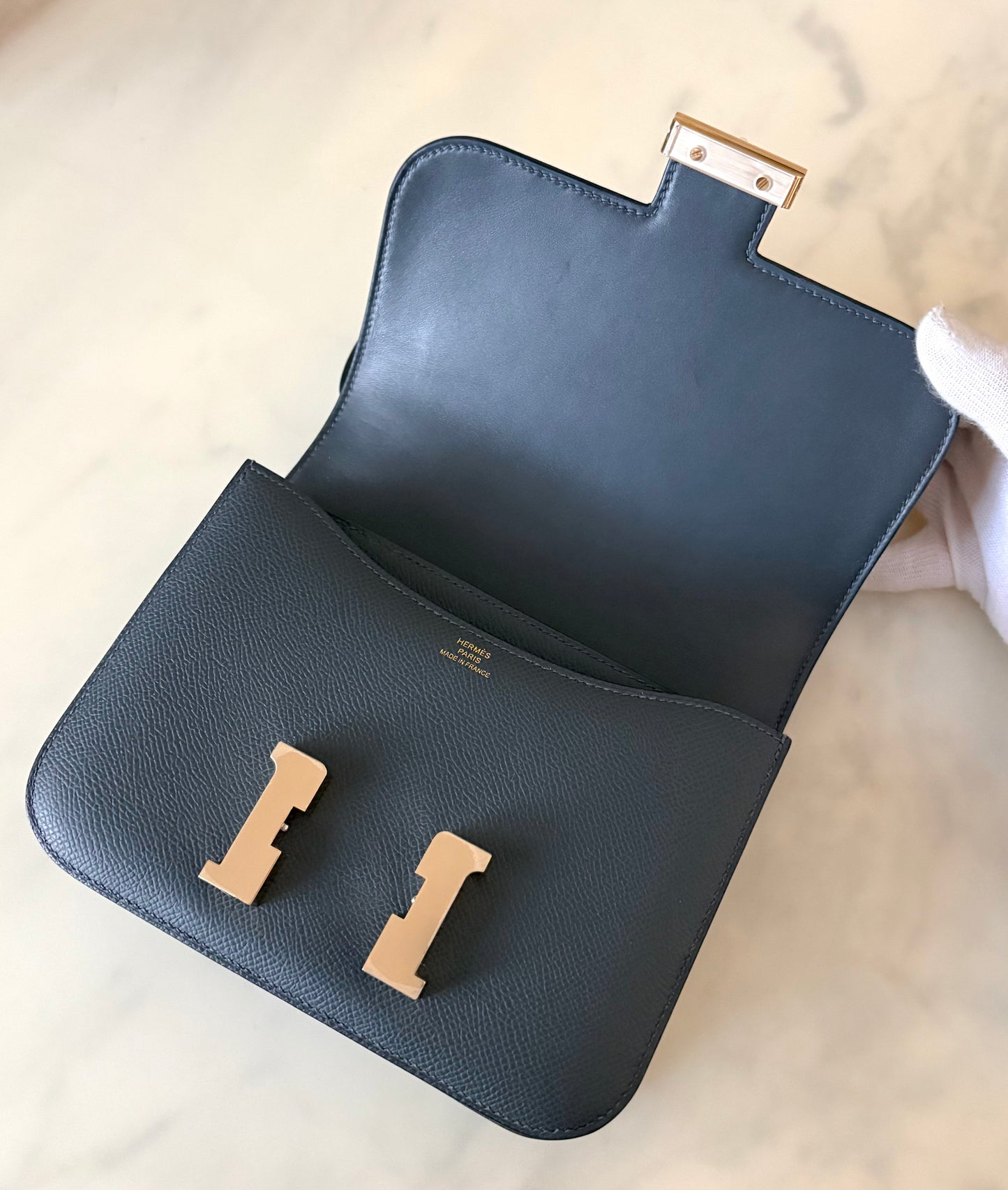 HERMES Constance 18 Gris Misty Epsom Permabrass Hardware W Stamp