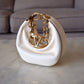 VALENTINO Vlogo Ivory Moon Zip Up Mini Hobo Bag Gold Hardware