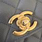 CHANEL 23K Dark Grey Caviar Camellia CC Wallet On Chain *Microchipped* Brushed Gold Hardware