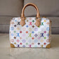 LOUIS VUITTON LV x TM White Multicolour Murakami Speedy 25 Gold Hardware