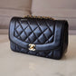 CHANEL Vintage Black Quilted Lambskin Small Diana Flap Bag 24KT Gold Plated Hardware Series 3