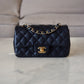 CHANEL 18B Black Caviar Quilted Rectangular Mini Flap Bag Light Gold Hardware