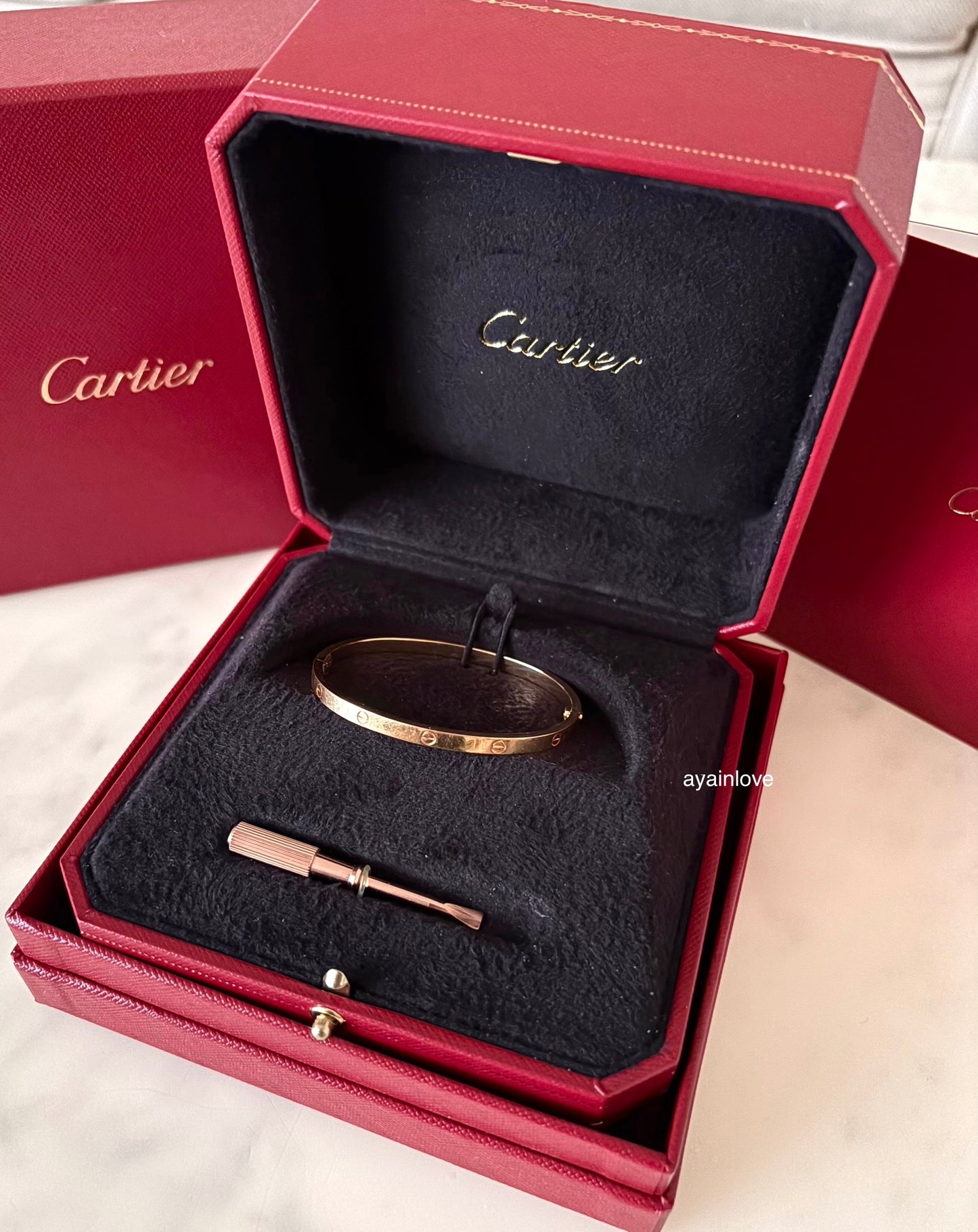 CARTIER 18KT Rose Gold LOVE Small Model Bracelet Size 16