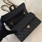 CHANEL Black Caviar Quilted Small Classic Flap Bag Gold Hardware