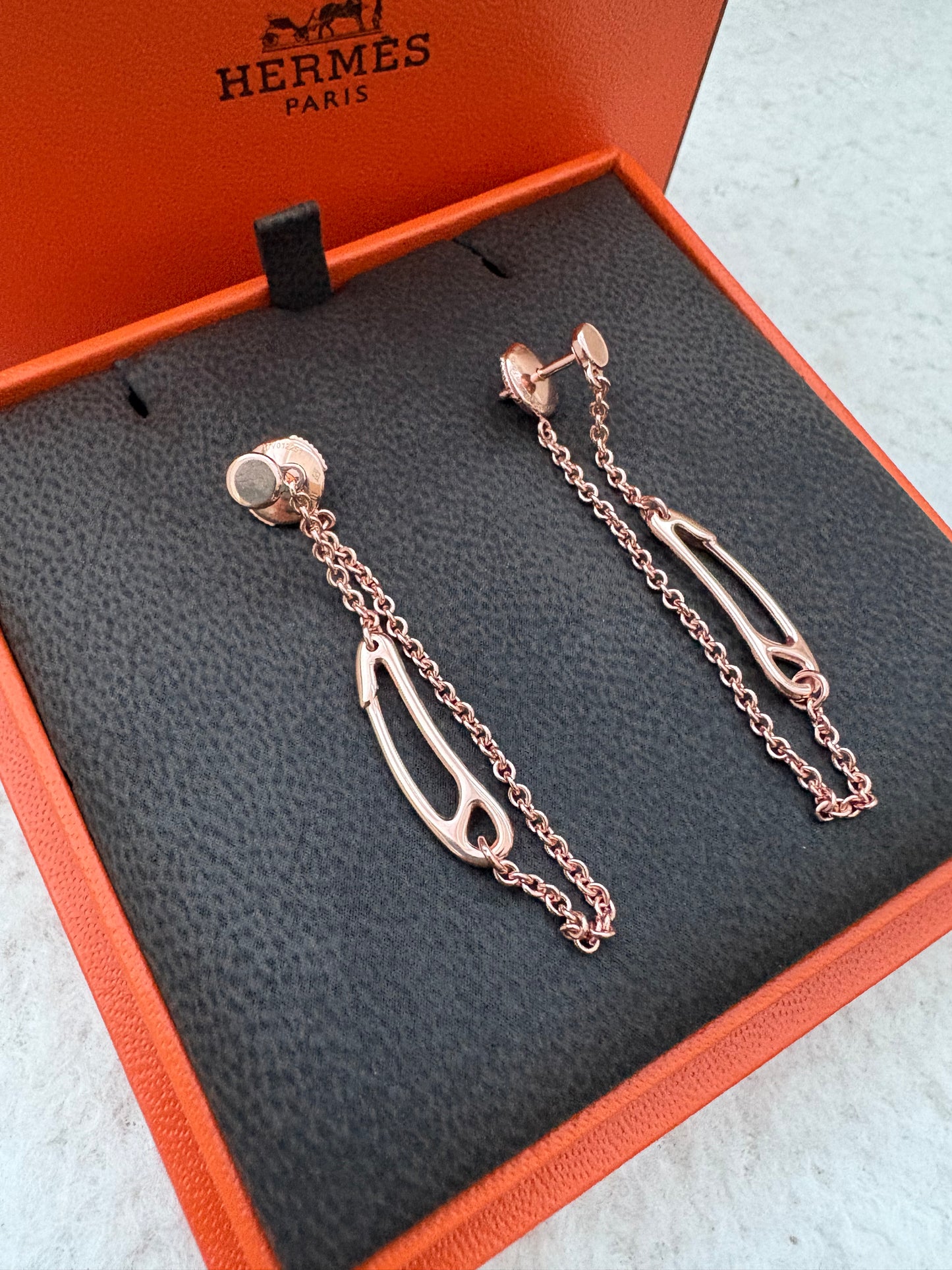 HERMES Chaine d’ Ancre Punk 18KT Rose Gold Earrings
