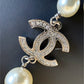 CHANEL 18V Classic Pearl CC Long Necklace Silver Hardware