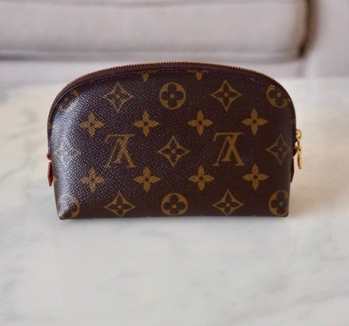 LV LOUIS VUITTON Limited Edition Pink V Voyage Grenade Monogram Cosmetic Pouch