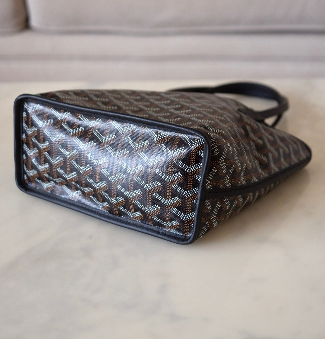 GOYARD Anjou Mini Goyardline Canvas/Calfskin Reversible Tote Bag