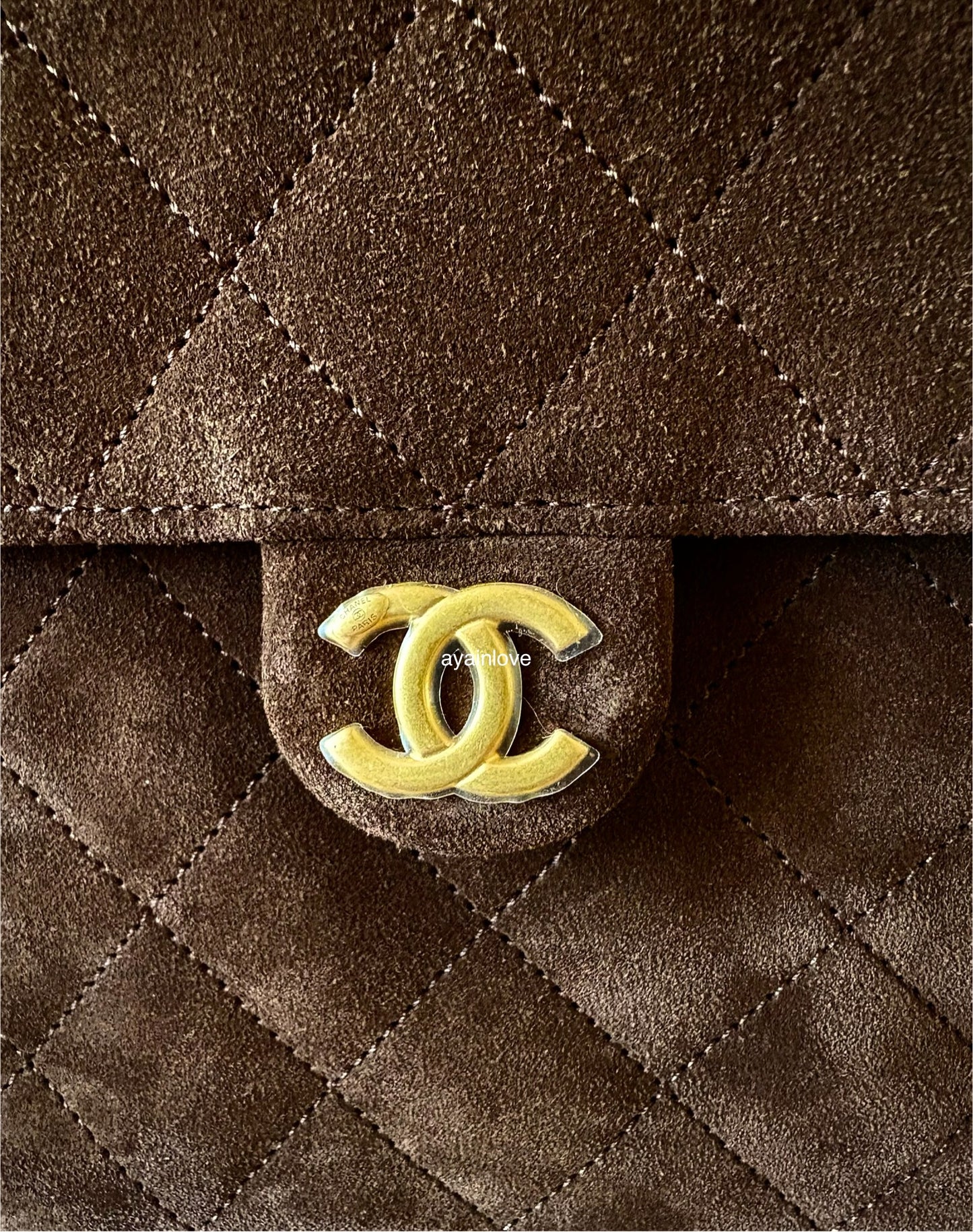 CHANEL 26C Dark Brown Suede Calfskin Medium 25 Bag Gold Hardware
