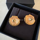 CHANEL 23C Shell CC Multicolour Crystal Stud Earrings Gold Hardware