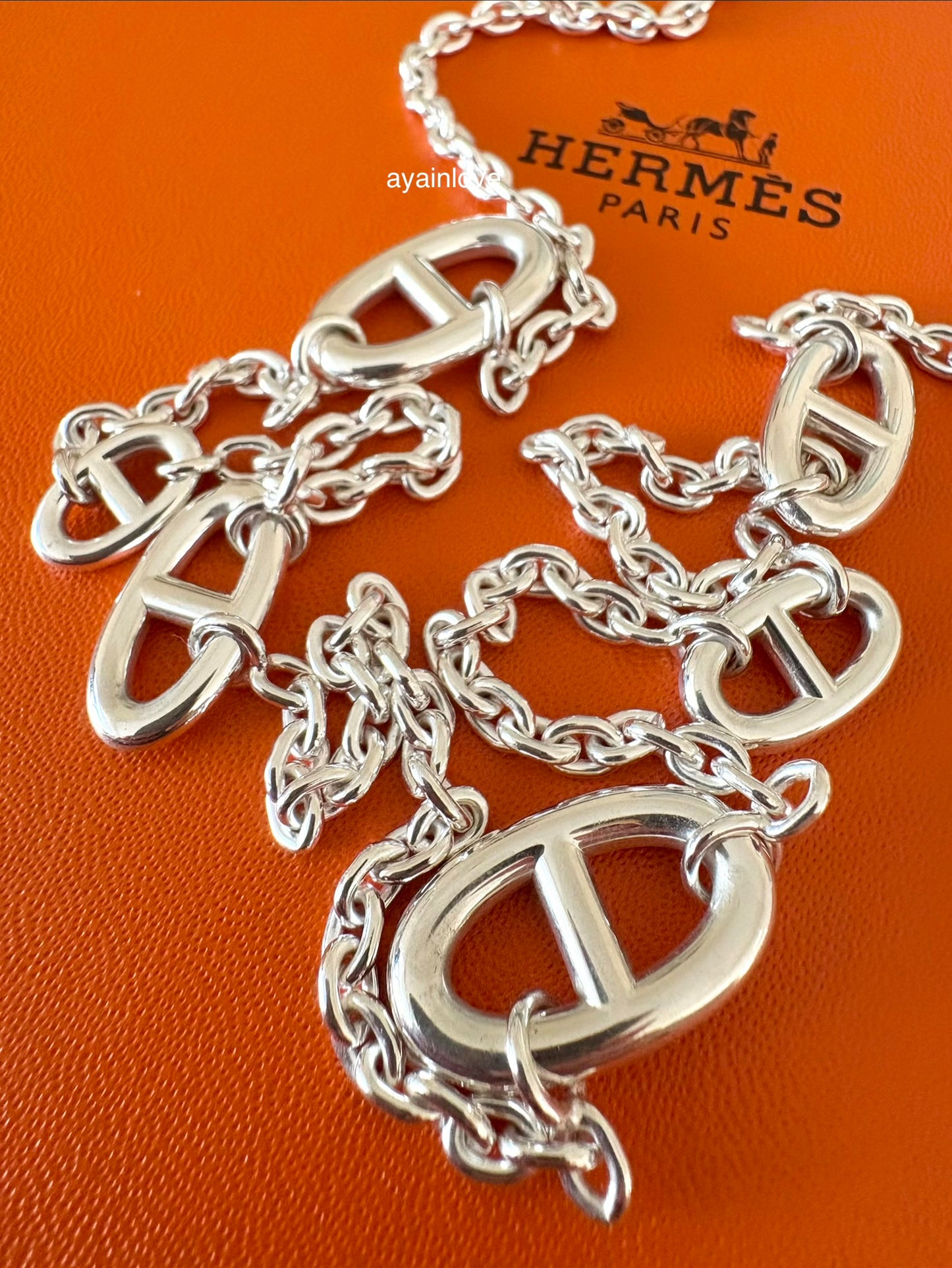 HERMES Farandole Long Necklace 80 Sterling Silver