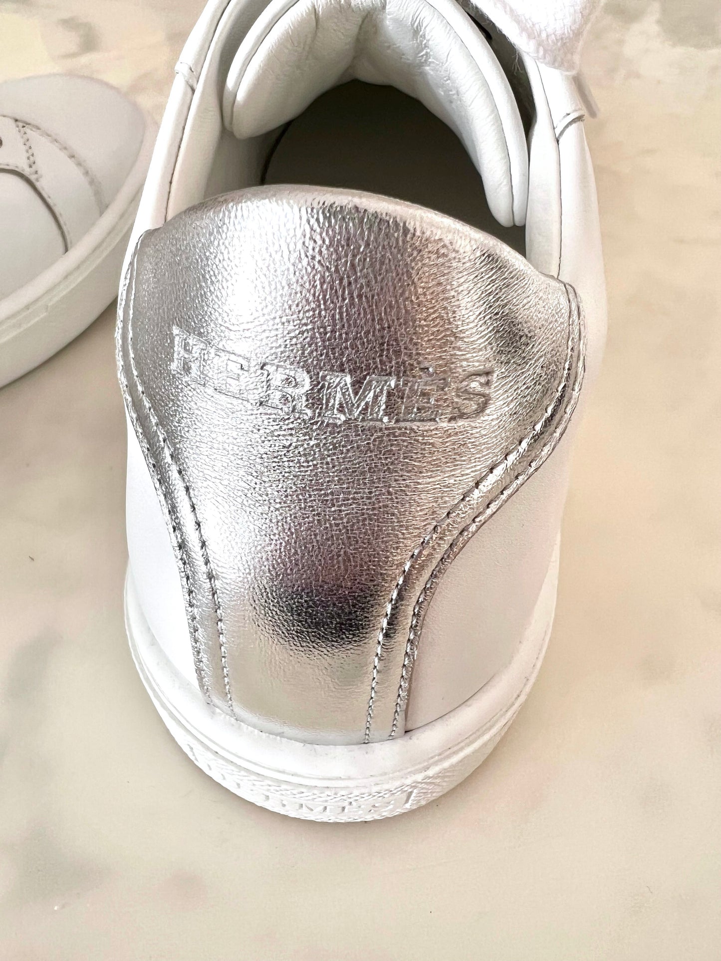 HERMES White Leather Avantage Sneakers Trainers Shoes Size 38 EU