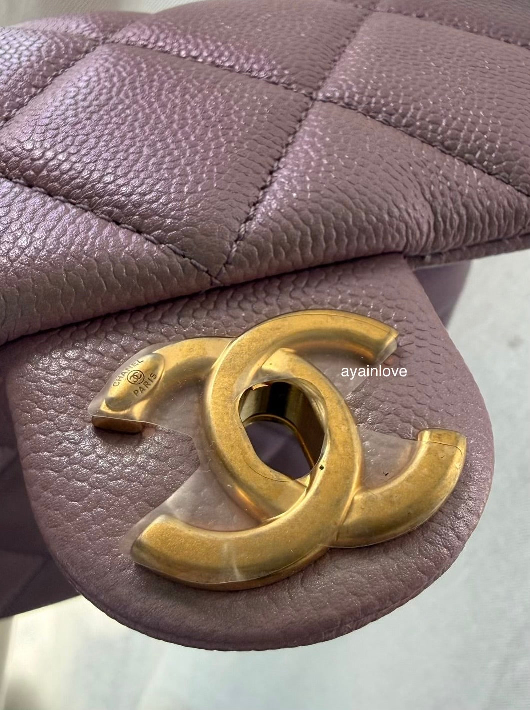 CHANEL 21K Iridescent Pink Caviar My Perfect Square Mini Flap Bag Gold Hardware