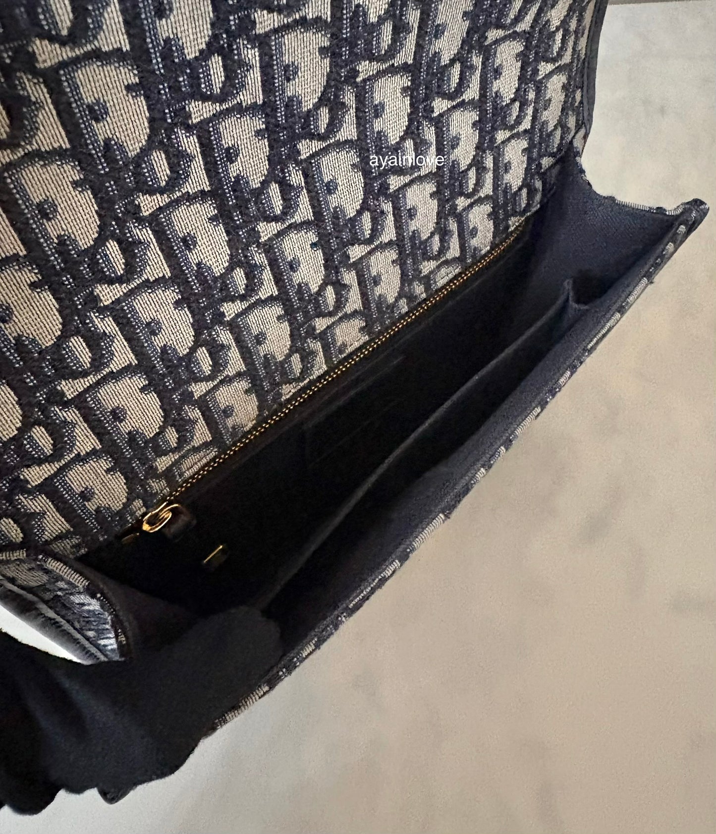 DIOR Montaigne 30 Blue Oblique Jacquard Medium Flap Bag Gold Hardware
