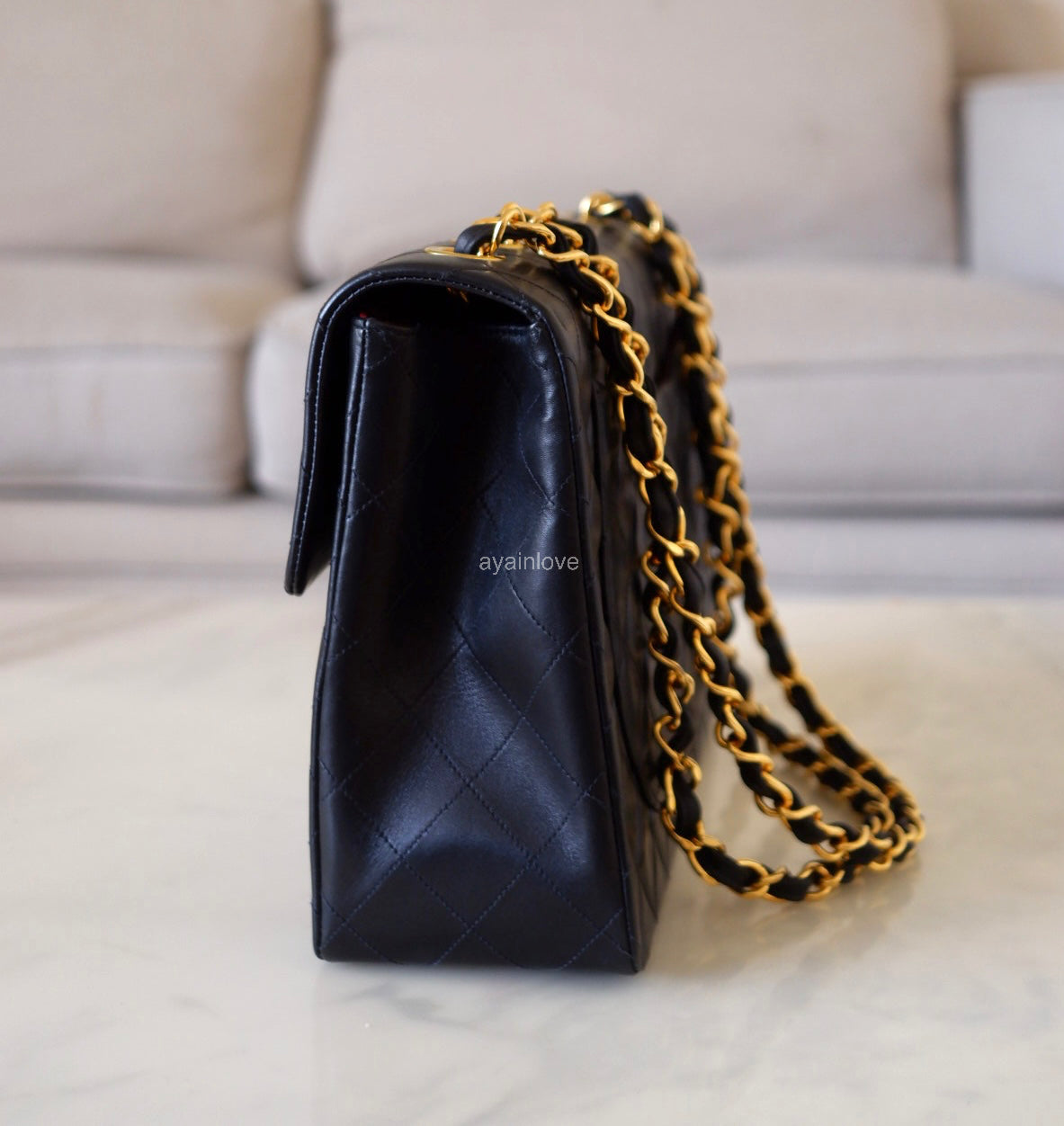 CHANEL Vintage Black Quilted Maxi XL Jumbo Classic Single Flap Oversized CC Bag 24KT Gold Plated Hardware Series 3