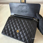 CHANEL Black Lambskin Turnlock Quilted Medium Half Flap Bag Gold Hardware