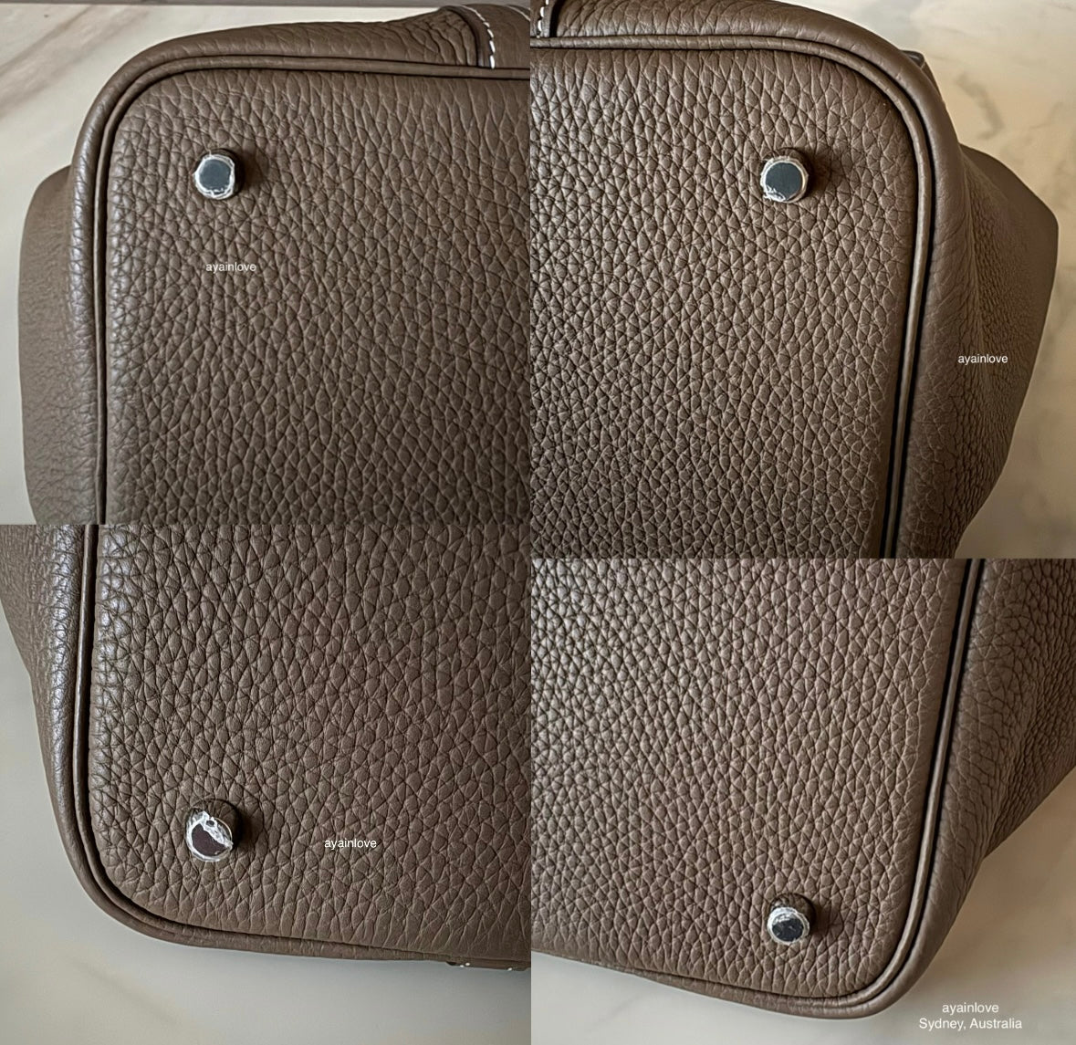 HERMES Picotin Lock 22 Etoupe Taurillion Clemence Palladium Hardware D Stamp