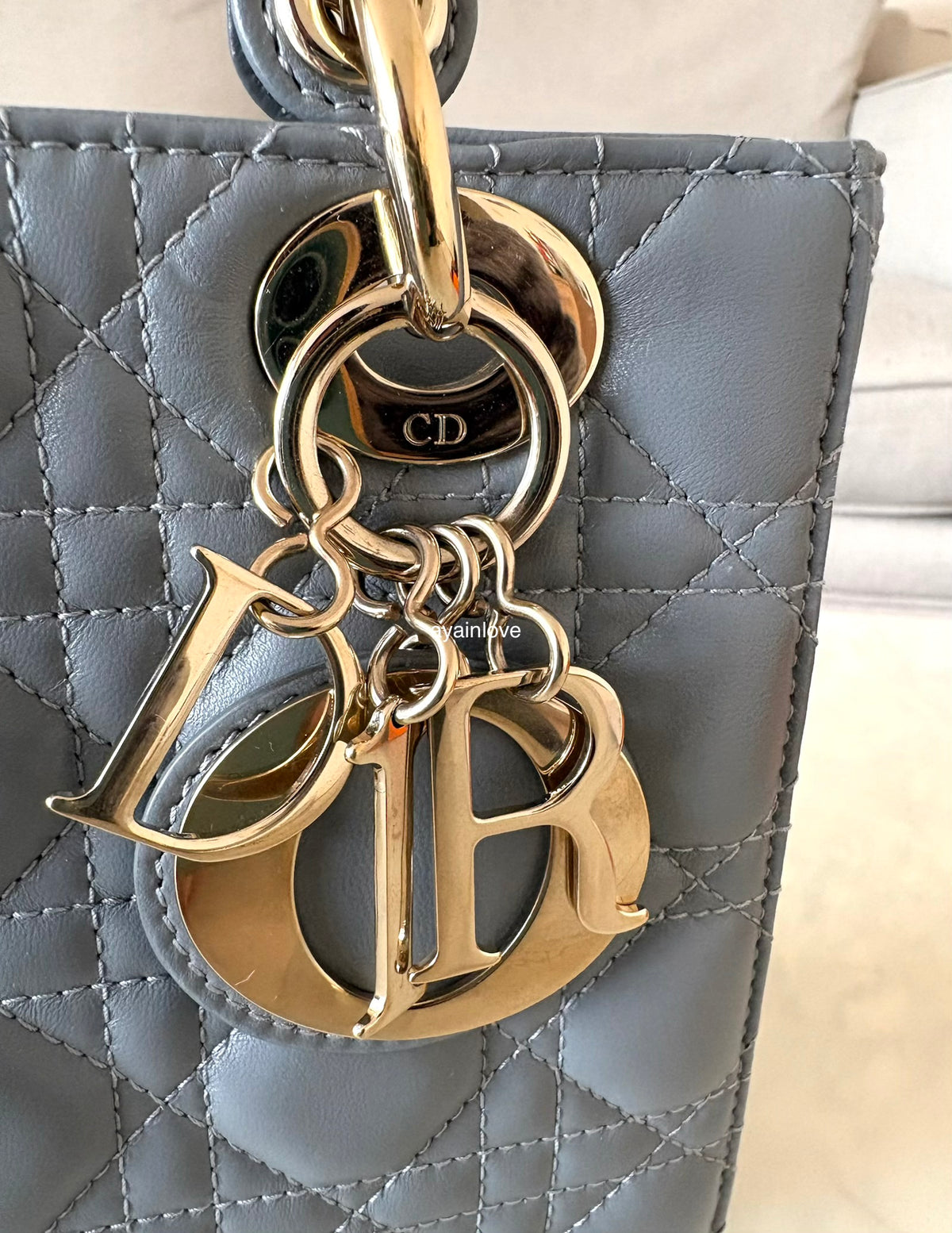 DIOR Small Lady Dior Grey Cannage Lambskin My ABCDior Bag