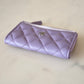 CHANEL Light Purple Caviar New Style XL Zippy Card Holder Wallet Silver Hardware