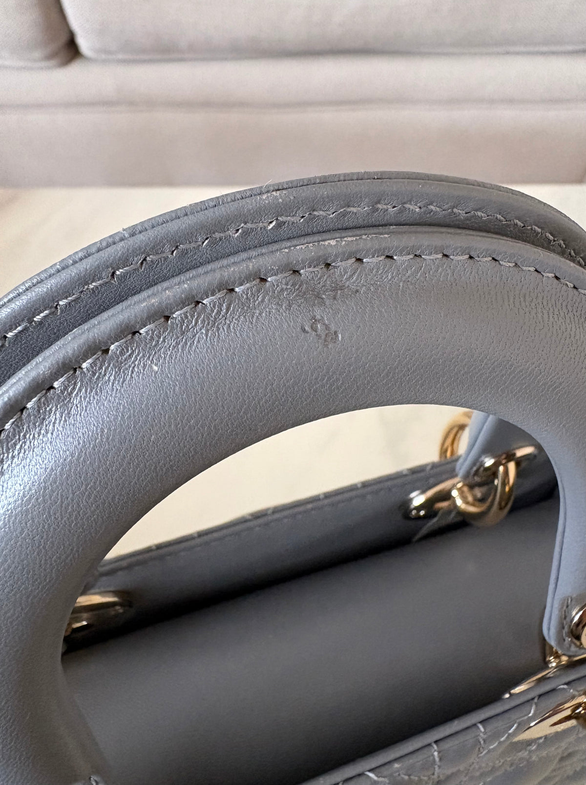 DIOR Small Lady Dior Grey Cannage Lambskin My ABCDior Bag