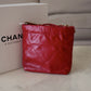 CHANEL Mini 22 Red Shiny Calf Skin Bag Gold Hardware