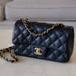 CHANEL 18B Black Caviar Quilted Rectangular Mini Flap Bag Light Gold Hardware