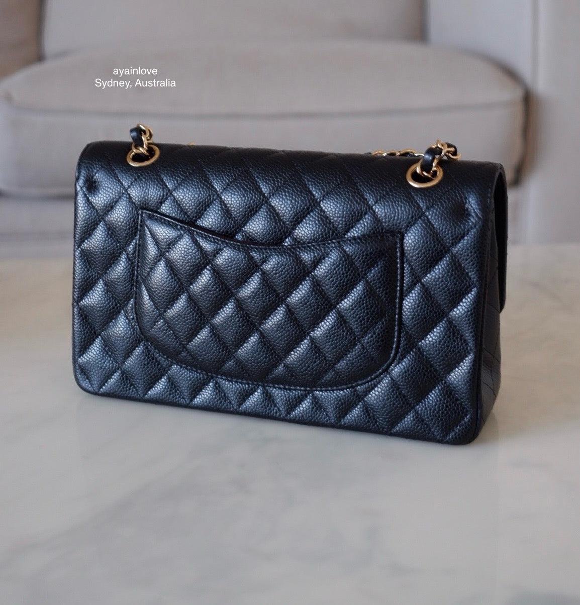 CHANEL Black Caviar Medium/Large Classic Flap Gold Hardware