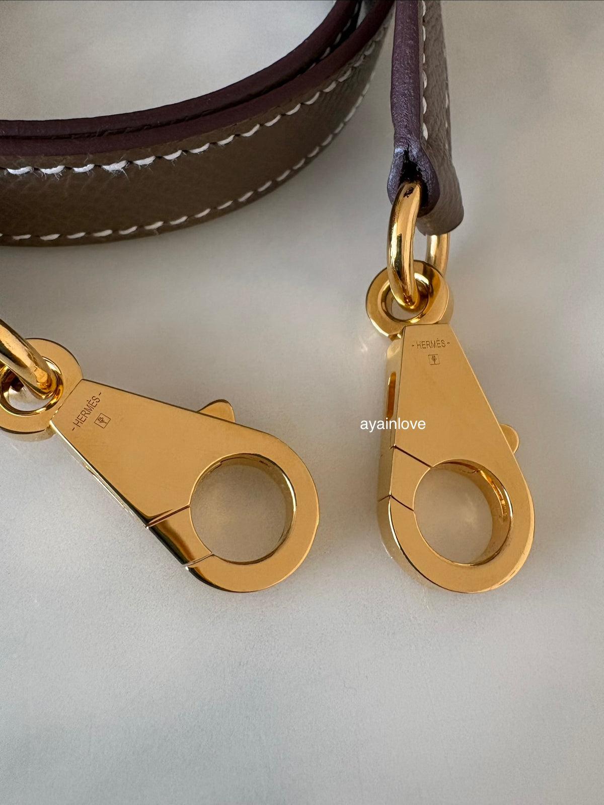 HERMES Kelly 25 Etoupe Epsom Bag Gold Hardware W Stamp