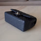 CHANEL 18B Navy Blue Caviar Quilted Rectangular Mini Flap Bag Silver Hardware