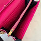 Yves Saint Laurent YSL Classic Cassandre Fuchsia Chevron Quilting Wallet on Chain Gold Hardware