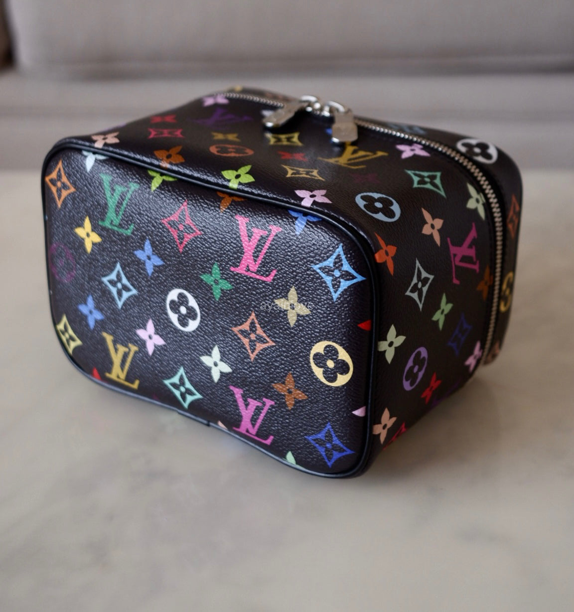 LOUIS VUITTON LV x TM Black Multicolour Murakami Rainbow Nice Mini Bag