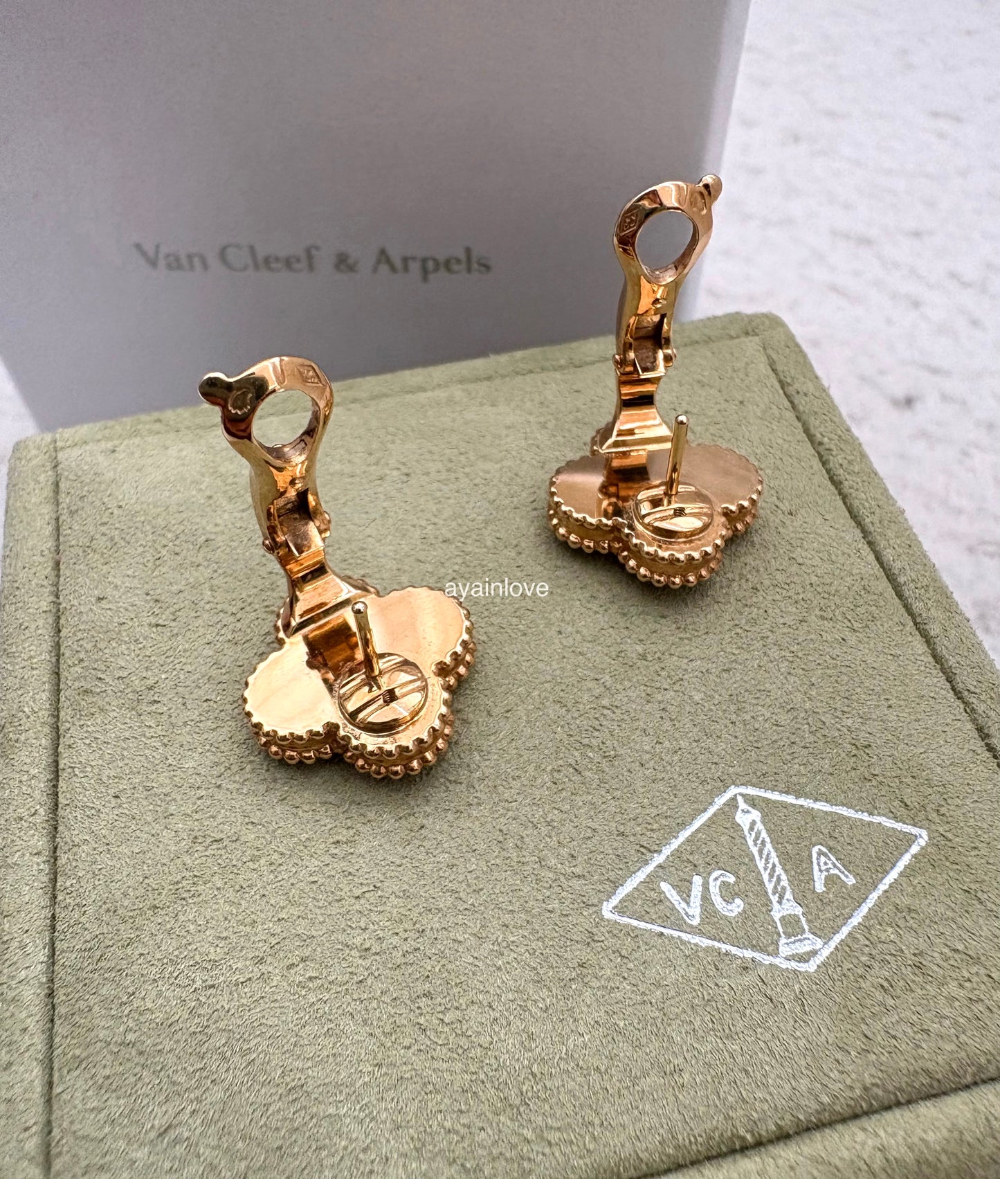 VAN CLEEF ARPELS VCA 18KT Yellow Gold Guilloche Vintage Alhambra Earrings