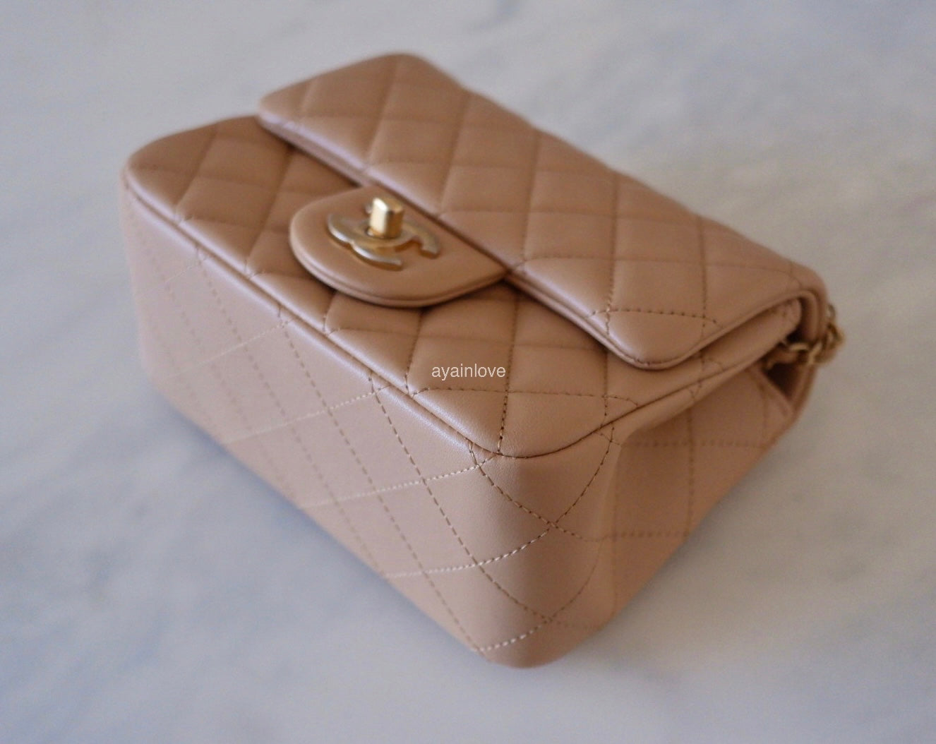 chanel beige small classic flap