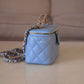 CHANEL 22S Pick Me Up Blue Caviar Top Handle Script Vanity Gold Hardware