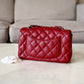 CHANEL 17B Red Caviar Quilted Classic Rectangular Mini Silver Hardware