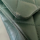 CHANEL Dark Green Lambskin Medium/Large Classic Flap Silver Hardware