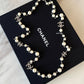 CHANEL 18V Classic Pearl CC Long Necklace Silver Hardware